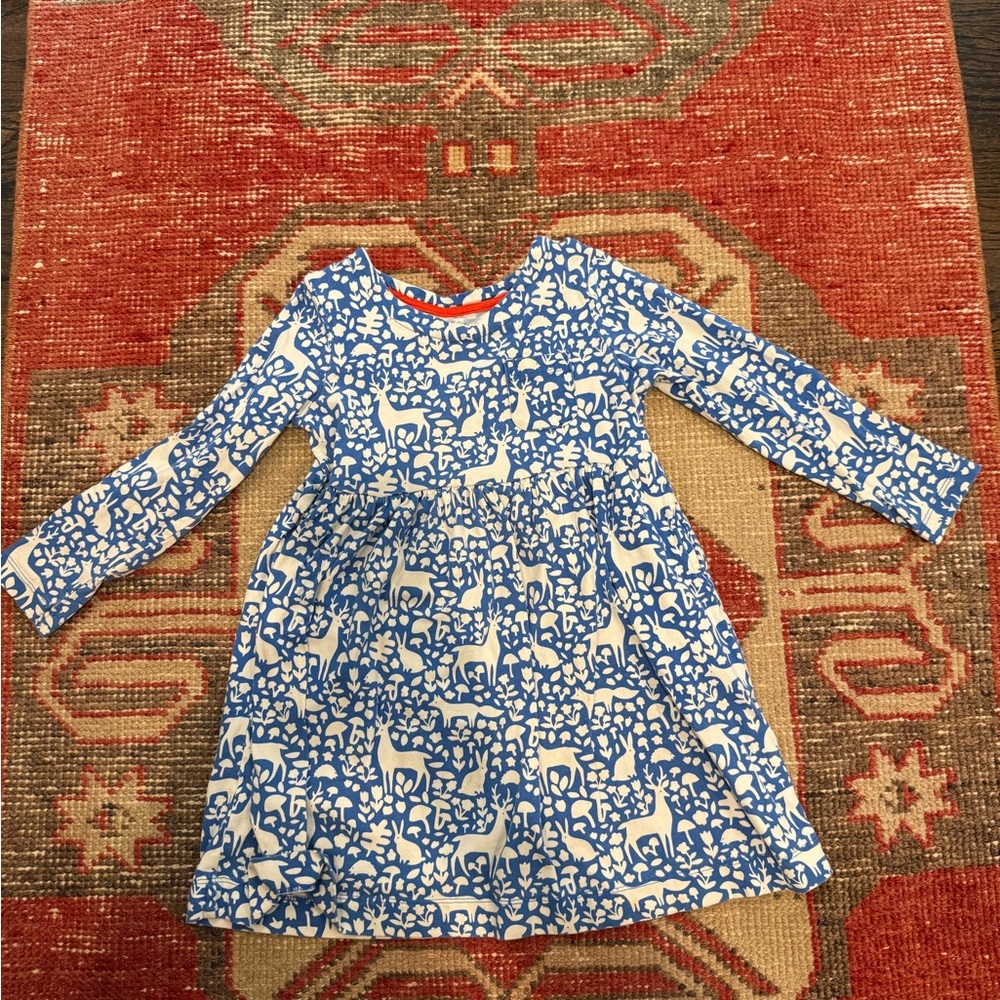 Mini Boden Blue and White Patterned Dress